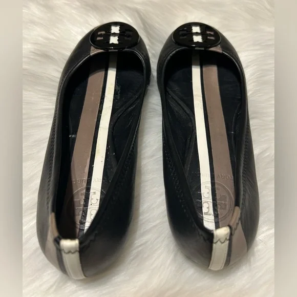 Tory Burch Black and Tan Women's Loafers - Picture 3 of 5